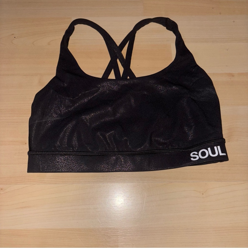 Lululemon x SoulCycle Energy Sports Bra Luminosity Foil Print Black Size 6